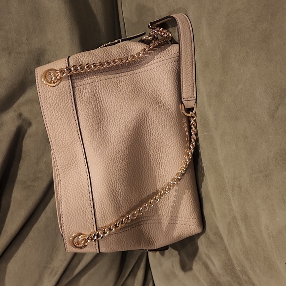 MICHAEL KORS JET SET SMALL MESSENGER PEBBLED LEATHER SHOULDER CHAIN TOTE BISQUE - Picture 3 of 5